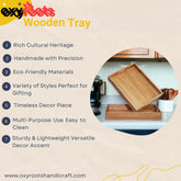Acacia Wooden Serving Tray With Handles Set of 2 wooden